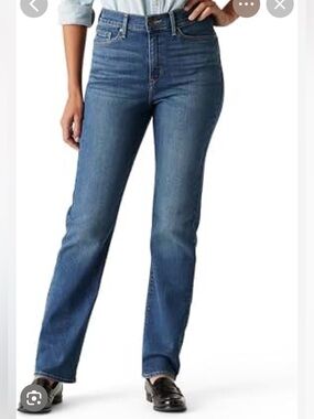 Bandolino Mandie jeans, medium wash, straight leg, stretchy comfort, size 14